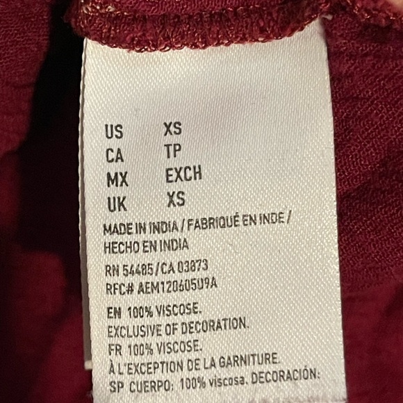 American Eagle Outfitters Crop Women’s XS Cross Over Shirt Long Sleeve Maroon - Picture 14 of 16